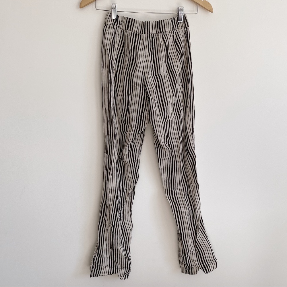 Brandy Melville Tilden Pants Black and White Stripped Button Zip Up Trousers - Picture 8 of 11